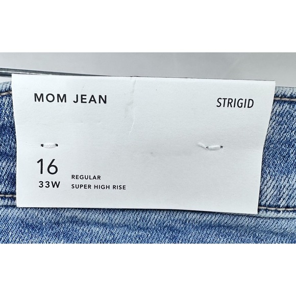 American Eagle Sz 16 Regular Women's Mom Jeans Strigid Denim Distressed New - Picture 6 of 11